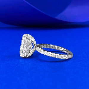 Elegant 925 silver cushion cut 5ct ice flower high carbon diamond ring with halo setting