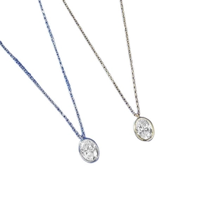 Collier classique en argent sterling S925 avec pendentif ovale en argent et or