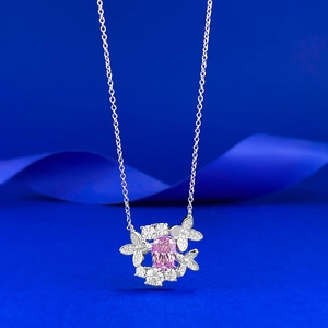 Collana con Ciondolo a Forma di Fata Farfalla in Argento Sterling 925 Rosa Viola con Strass Catena Elegante Gioielli Donna