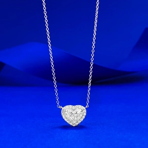 Elegant 925 Sterling Silver Heart Pendant Necklace With Rhinestone Halo Halo Design Clavicle Chain Jewelry For Women Gift