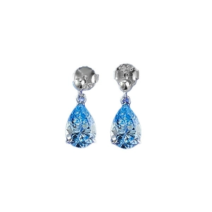 Pear-cut aquamarine blue teardrop earrings in S925 sterling silver with prong setting