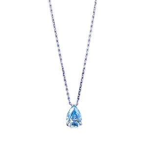 Collier avec pendentif cristal bleu mer en forme de poire et argent S925 élégant