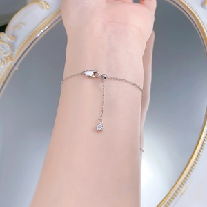 Detail showing an S925 silver irregular stone bracelet with a sliding adjustable clasp