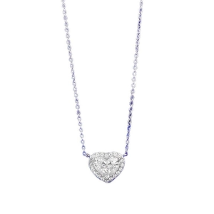 Elegant S925 silver heart halo pendant necklace with sparkling zircon stone for women