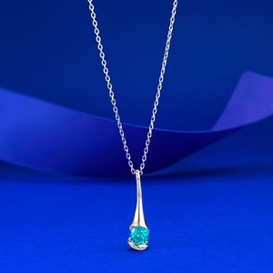 Collier Pendentif Gouttelette en Argent Sterling S925 pour Femmes Élégant Bleu Paraïba Strass Incrusté Bijoux Mode Navette Cadeau