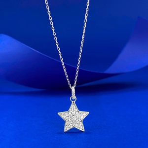 Collana Con Ciondolo a Stella in Argento Sterling S925 Tutto Strass Stella a Cinque Punte Collana Per Donna Gioielli Di Moda