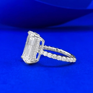 Elegant S925 silver ring with a large emerald-cut centerpiece and side stones