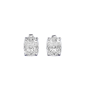 Classic S925 silver stud earrings featuring 3ct cushion cut cubic zirconia with 4-prong setting