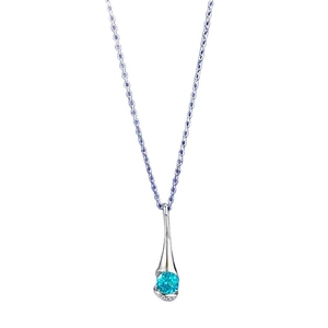 Élégant collier en argent S925 avec pendentif goutte d'eau et zircon bleu brillant