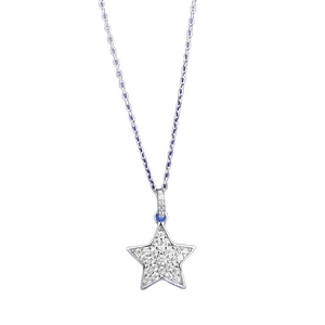 Collana in argento sterling S925 con pendente a stella e pavé di zirconi su catena