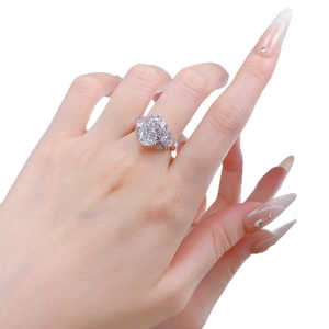 Luxurious S925 silver ring featuring a large oval cut carbon diamond and bow design