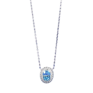 Elegante collana in argento S925 con pendente ovale in pietra preziosa blu cielo