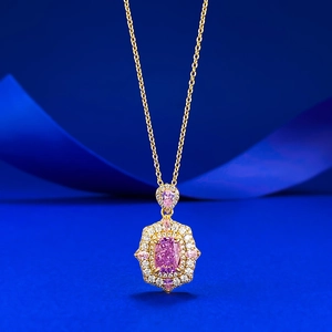 925 Sterling Silver Purple Ice Flower Pendant Necklace Luxury Rhinestone Inlaid Geometric Gemstone Gold Plated Jewelry