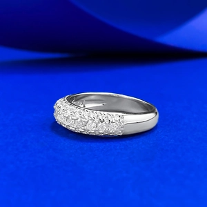 Classic S925 sterling silver pavé ring with multiple rows of sparkling clear cubic zirconia
