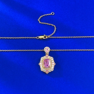 Luxurious S925 silver necklace with a purple ice-flower carbon diamond pendant in gold