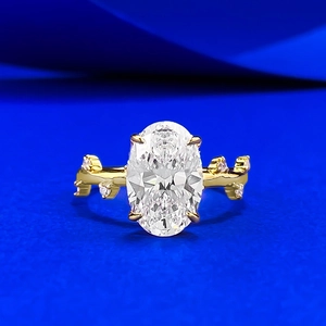 Bague de Fiançailles en Argent Sterling 925 avec Strass Ovale Design de Vigne Doré Bague de Mariage pour Femme Bijoux
