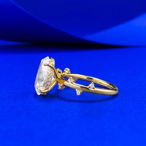 Bague en argent S925 avec cristal ovale et motif de vigne pour fiançailles