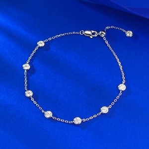 Bracelet Bulle en Argent Sterling 925 Avec Strass Serti Clos pour Femmes Mode Chaîne Ajustable Bracelet de Cheville Bijoux Cadeau Accessoire