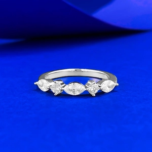 S925 sterling silver ring with marquise and round cut stones in a minimalist design