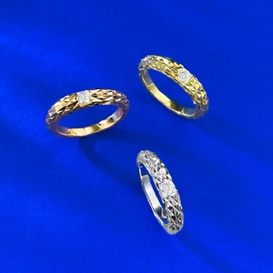 Three 925 sterling silver moissanite rings in rose gold, gold and silver finish