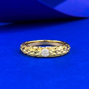 925 silver D color Moissanite ring with faceted dragon scale texture in gold finish