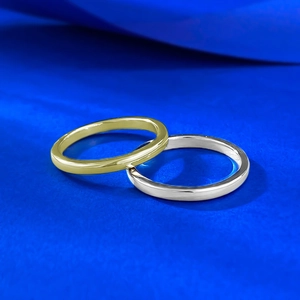 Polished silver and gold stackable 925 sterling silver minimalist band rings