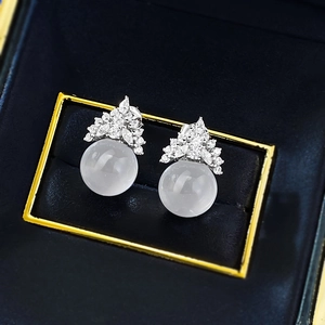 S925 silver ice queen earrings with white crystal and diamonds in a luxury gift box
