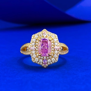 Bague en Argent Sterling 925 Strass Coupe Coussin Violet Bague de Fiançailles Halo Géométrique pour Femme Bijoux