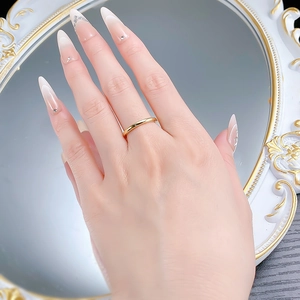 Elegant 925 sterling silver minimalist gold ring displayed on a model's hand