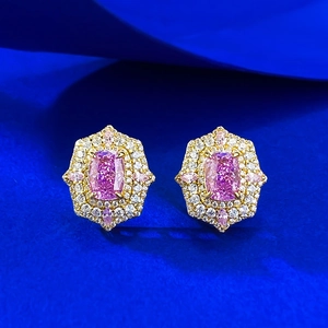 Boucles d'Oreilles Clous en Argent Sterling 925 Taro Violet Coupe Fleur de Glace Plaqué Or Géométrique Strass Femmes Bijoux