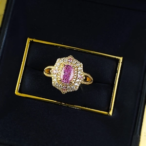 Bague luxueuse en argent 925 avec diamant rose ovale et taille fleur de glace élégante