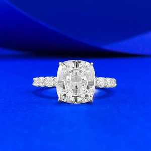 Luxury 925 Sterling Silver Cushion Cut Rhinestone Ring For Women Fashion Geometric Inlaid Finger Ring Jewelry