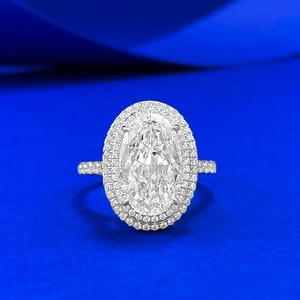 Luxuriöser 925 Sterlingsilber Oval Taubenei Strass Halo Ring Für Damen Mode Pendler Hochzeit Party Schmuck Fingerring