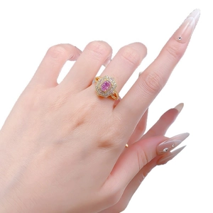 Bague luxueuse en argent 925 avec pierre ovale rose de 1 carat et halo de diamants