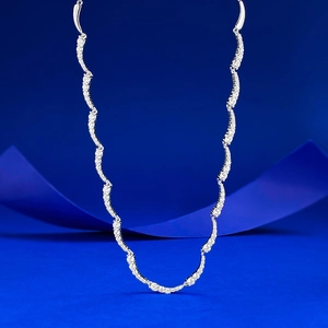 925 Sterlingsilber Wasserwelle Lächeln Halskette Damen Strass Welle Anhänger Verstellbare Elegante Alltagsschmuck