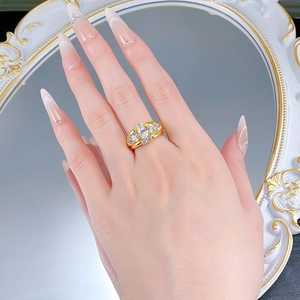 Luxurious S925 silver ring with large oval center stone and pavé diamond accents