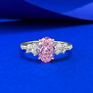 Elegant 925 Sterling Silver Ring For Women Oval Pink Rhinestone Geometric Inlaid Inlaid Fashion Jewelry Gift For Her