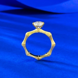 925 Sterlingsilber Bambusknoten Ring Für Damen Vintage Gebürstetes Finish Eingelegter Strass Vergoldet Mode Schmuck