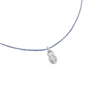 Elegant S925 sterling silver necklace with 1-carat oval halo diamond pendant