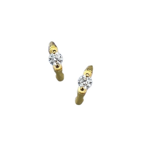 Retro S925 silver bamboo ear cuff with gold finish and 5.0 round moissanite stone