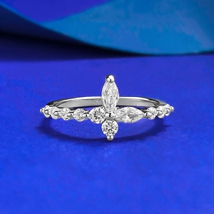 Anello Farfalla in Argento Sterling S925 per Donna Minimalista Geometrico con Strass Marquise Intarsiato Anello Aperto Gioielli