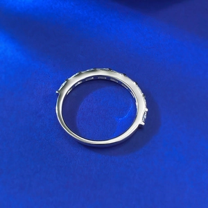 Minimalist S925 sterling silver geometric ring with sparkling high carbon diamond accents