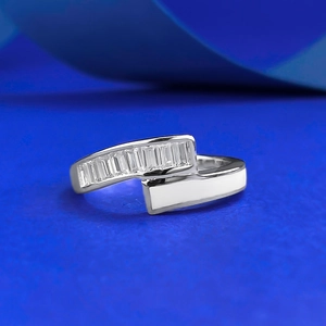 S925 Sterling Silver Double Row Cross Ring For Women Geometric Square Zirconia White Shell Inlaid Individual Simple Daily Jewelry