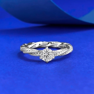 Elegant 925 Sterling Silver Twist Wrapped Ring Luxury Rhinestone Six-Prong Solitaire Ring For Women Fashion Jewelry Wedding Finger Ring
