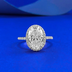 Elegant 925 Sterling Silver Oval Halo Rhinestone Ring For Women Fashion Simple Engagement Wedding Luxurious Jewelry Ring Gift