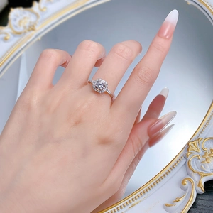 Elegant S925 silver ring featuring a round center stone and baguette zircon accents