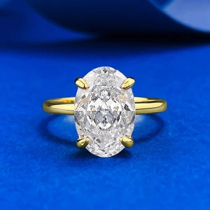 Anello in Argento Sterling 925 con Strass Ovale per Donna Elegante Accessorio di Gioielleria Geometrico a Quattro Griffe