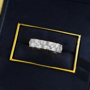 Italian craft woven S925 silver ring with small diamonds in a navy velvet gift box