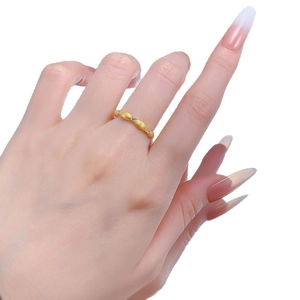 Brushed S925 silver gold-plated ribbon ring with sparkling zircon stones for women