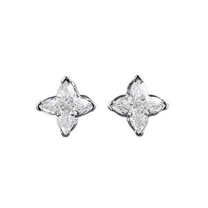Elegant S925 sterling silver four-pointed star stud earrings with sparkling cubic zirconia